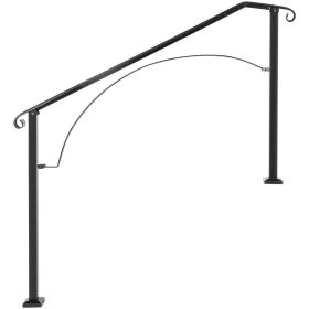 Handrails for Outdoor Steps, Fit 4 or 5 Steps Outdoor Stair Railing, Arch#4 Wrought Iron Handrail, Flexible Porch Railing