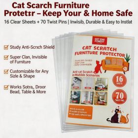Cat Scratch Furniture Protector Set 16 Clear Sheets, Incldes 8 Sheets Of 279 358mm And 8 Sheets Of 140 358mm, 70 Twist Pins, Invisible Anti Scrat (Option: AS PET CATSTICKER L)