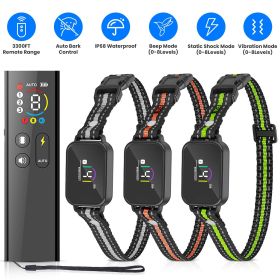 2-in-1 Dog Shock and Bark Collar Dog Training Collar with Remote 1/2/3 Collars(Options) Rechargeable IP68 Waterproof with 3 Channels for Medium a (Type: With 3 Collar)