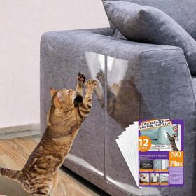 Anti Cat Scratch Protector 12 Pack, 6 Sheets Of 279 358mm And 6 Sheets Of 140 358mm, Single Side Couch Protector, Self Adhesive Cat Tape, Clear S (Option: AS PET CATSTICKER)